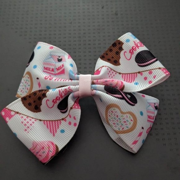 Milk and Cookie Double Hair Bow - Picture 1 of 1